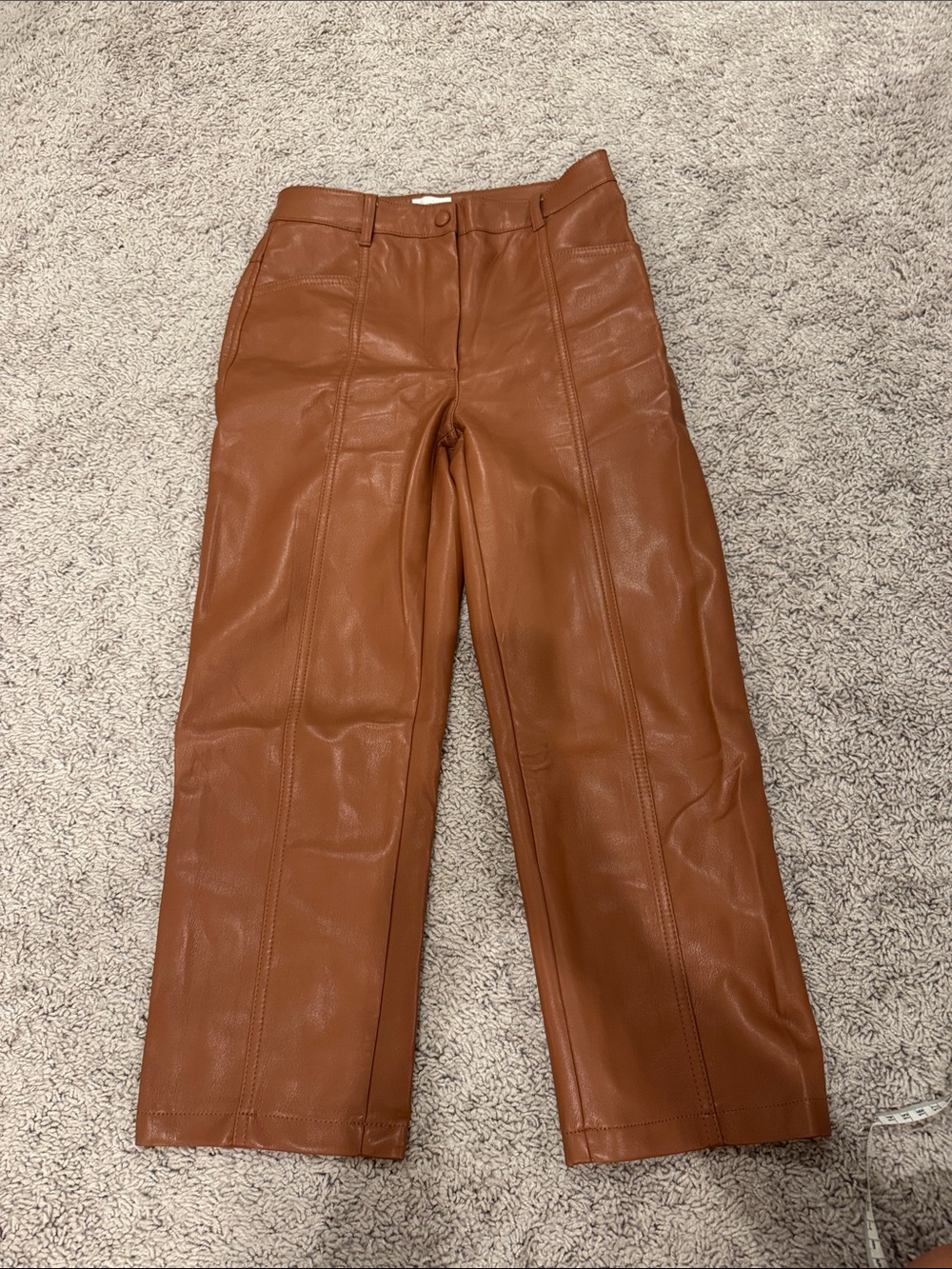 Aritzia Vegan Leather Pants in Warm Brown